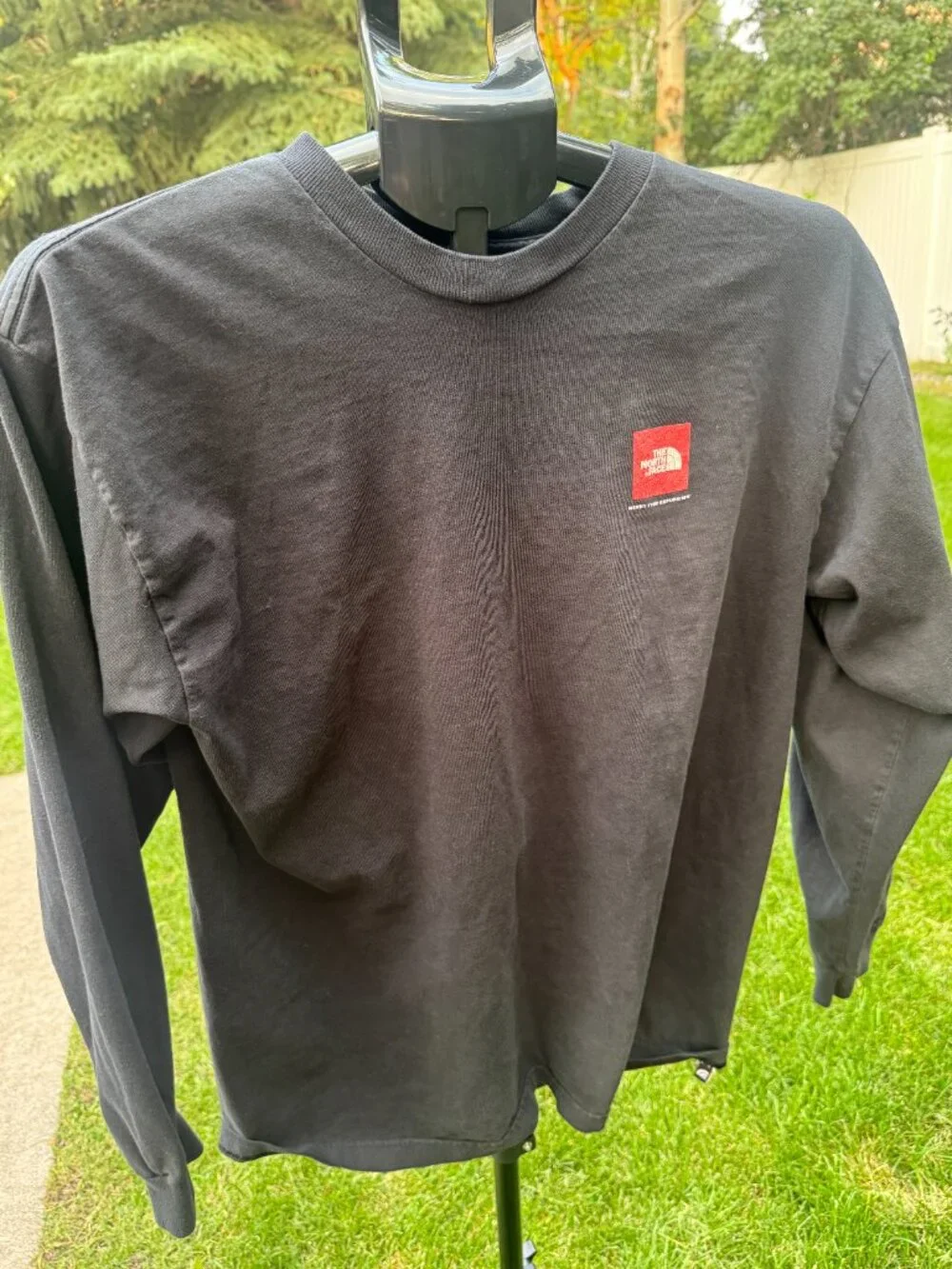 The North Face Long Sleeve Shirt Closed Area Ski Warning Sign Black Graphic Tee
